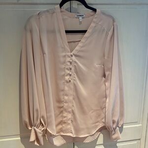Express Women's Light Pink V-Neck Blouse